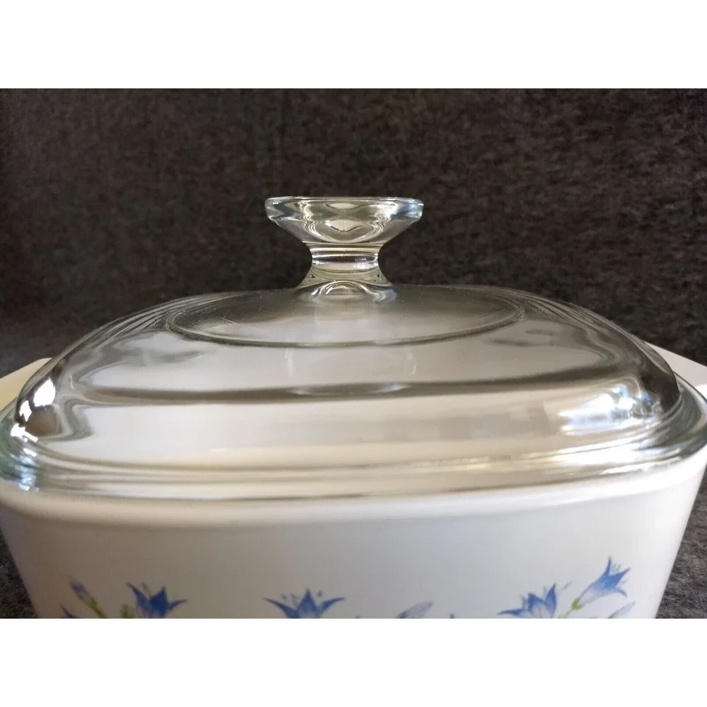 Corning Ware Blue Dusk Floral Casserole Dish A-1.5L Tab Handle Pyrex Lid Vtg USA